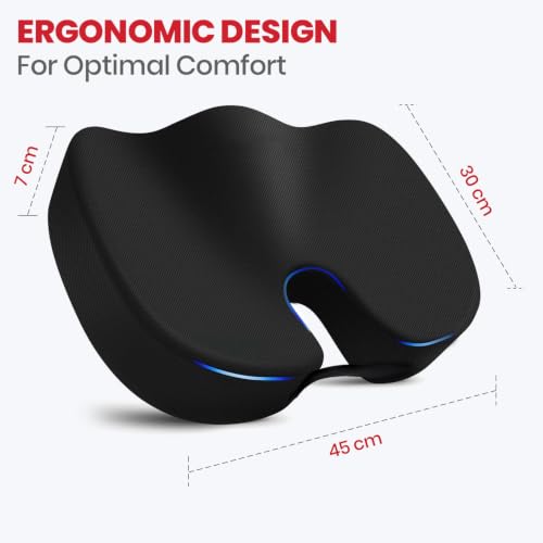 Image of AGEasy (Max Group Coccyx Cushions for Office & Car, Durable Memory Foam Coccyx Cushion for Tailbone Pain Relief Cushion for Sciatica, Breathable Fabric & Machine Washable Cover