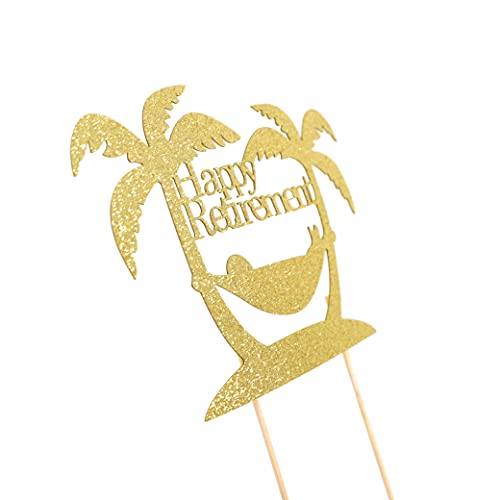 Gold Happy Retirement Cake Topper - Glitter Cake Topper , Retirement Gifts , Smash Cake Photo Prop , Photo Decoration Props #TOP5