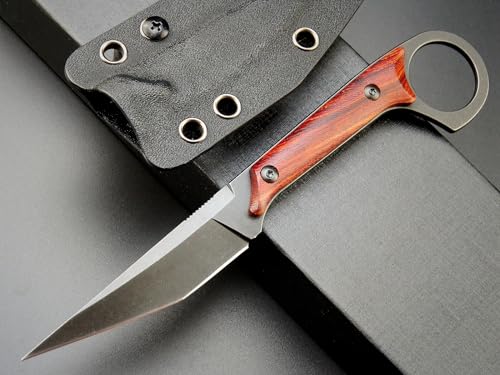 Gtkii GTK140 Fixed Blade Knife D2 Steel Blade Rosewood Handle EDC Tool Knife for Outdoor Camping Hiking Hunting(RoseWood)