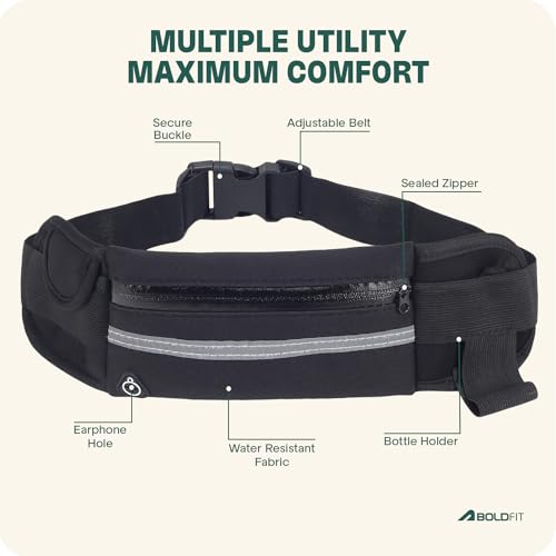 Boldfit Running Waist Bag for Men Fanny Pack for Women Running Fanny Pack for Men Running Belt Waist Bag for Women Slim Waist Pouch for Men Waist Bag for Boys Waist Bags for Girls Fanny Bag - Black 7 41rbQbecBML