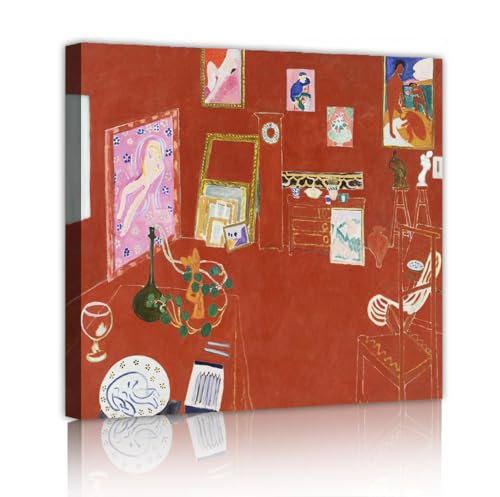 Affiche Henri Matisse rouge moderne 60x60cm avec cadre intérieur pour salon