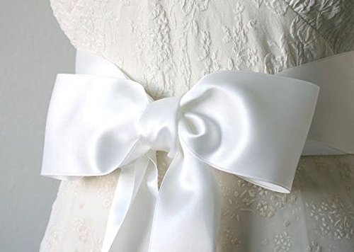 Laribbons Double Face Satin Ribbon Roll, 3 Inch Wide, White, 25 Yards #TOP4