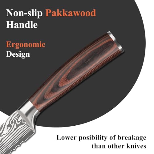 Sunnecko Serrated Bread Knife for Homemade Bread 8 Inch - High Carbon Stainless Steel Wedding Cake Knife with Wooden Handle Serrated Kitchen Knives with Sheath - Image 5