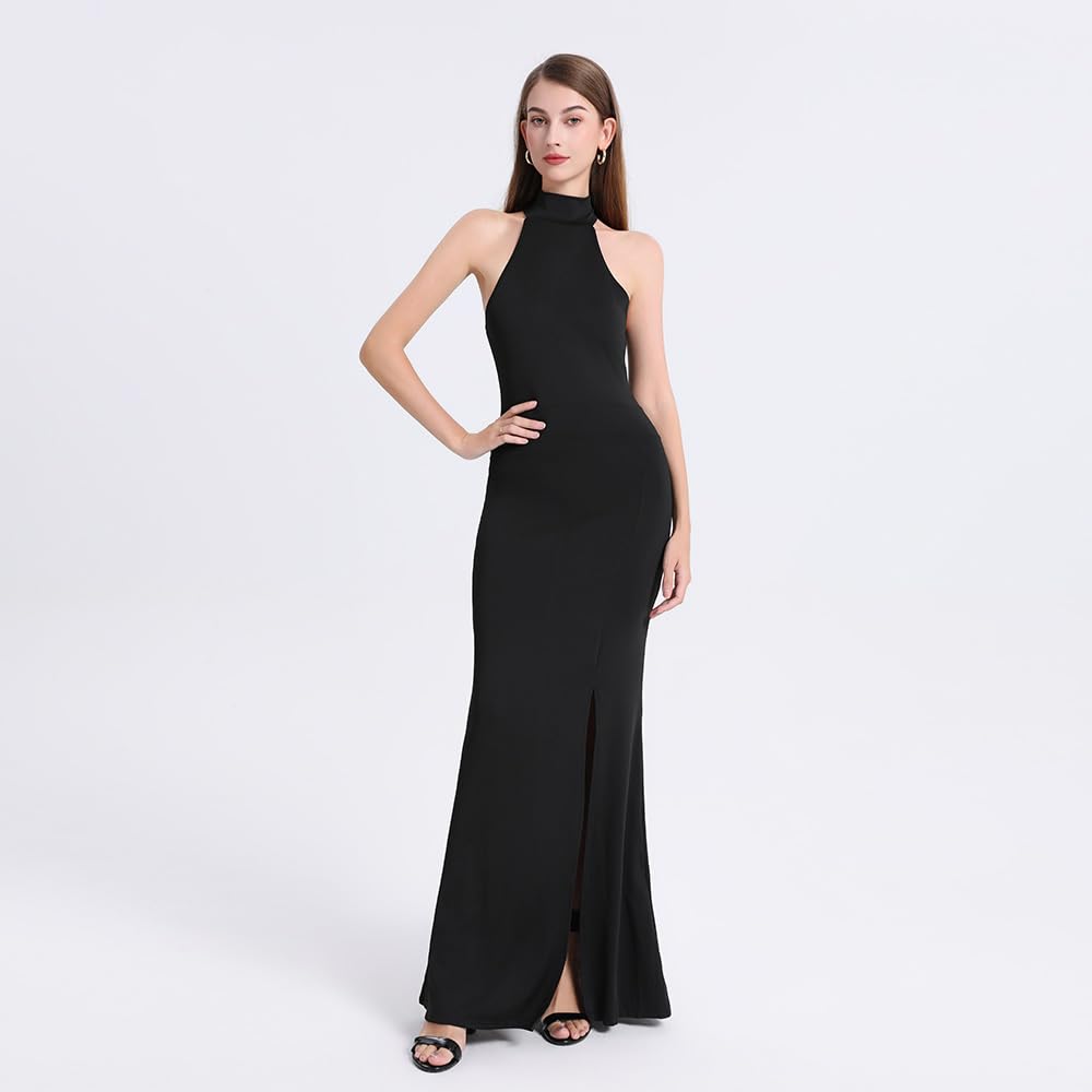 Abito Elegante Donna Abiti Sexy Senza Maniche Vestiti Donna Eleganti Abiti Bodycon Nero Gonna Lunga a Party Clubwear Abiti da Sera Lunghi Eleganti