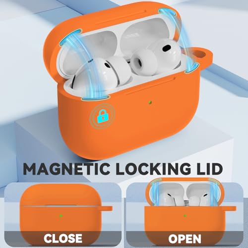 Image of Ljusmicker for AirPods Pro 3 Case 2025 with Cleaner Kit,Soft Silicone Protective Cover for Apple AirPods Pro 3rd Generation Cases for Women Men,for AirPod Pro 3 Cover with Keychain-Magnetic Orange