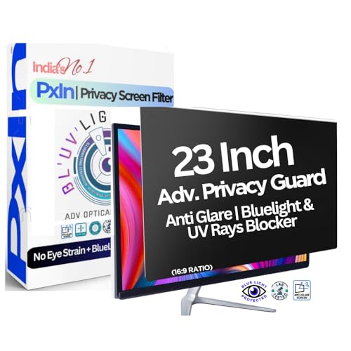 Image of Pxin Techno Eye 23 Inch (16:9) Monitor Privacy Screen Filter - NO Eye Strain | Anti-Blue Light + Anti-Glare | Privacy Screen Protector