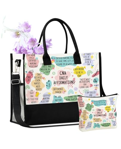 Image of InnoBeta CNA Week Gifts Canvas Tote Bag for Women, Females for Work, CNA Appreciation Accessories Gifts