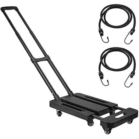 SEHOI Folding Hand Truck, 440Lbs Foldable Luggage Cart Dolly with 6 Wheels and 2 Bungee Cords, Portable Fold Up Dolly Utility Dolly Platform Cart for Moving, Shopping, Travel, Office Use Cover