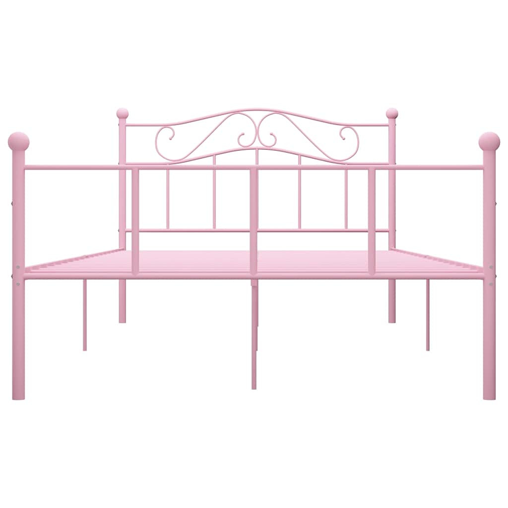 Pink Metal Bed Frame 160x200 cm with Steel Slatted Base | Features a durable steel platform structure ideal for bedrooms and guest rooms, requiring no box spring.