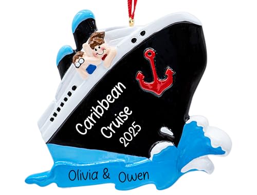 UniqXmas Personalized Cruise Travel Christmas Ornament 2025 | Cruising Couple