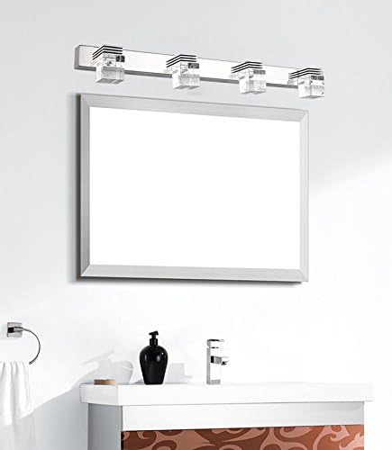 comeonlight Bathroom Vanity Light, LED Wall Lamp, 4-lights 6000K White 12W (Crystal Cube)