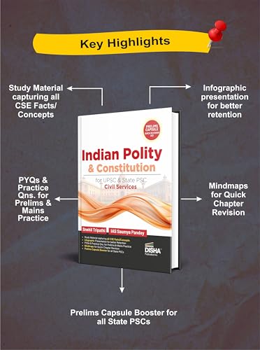 Image of Disha Indian Polity & Constitution for UPSC & State PSC Civil Services | CSE Prelims & Mains 2026 | Mind Maps, Infographics, Charts & Tables | powered with Expert Advice, Prelims Capsule & PYQs