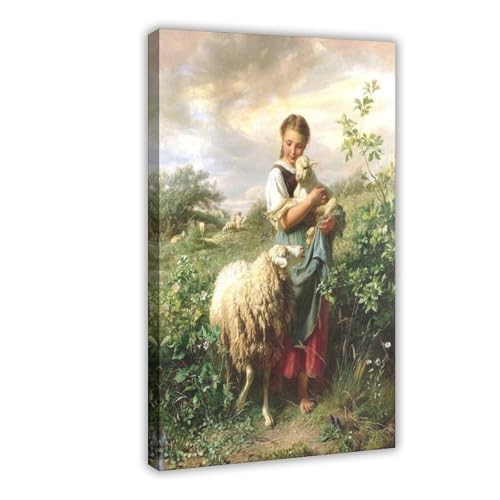 Tableau The Shepherdess 1866 Johann Baptist Hofner impression toile haute qualité