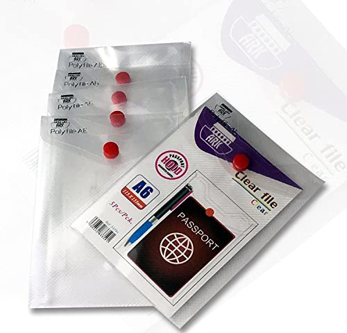 ARK Carry File Popper Wallet File with Press Stud Closure [Pack of 5] (Clear, A6)