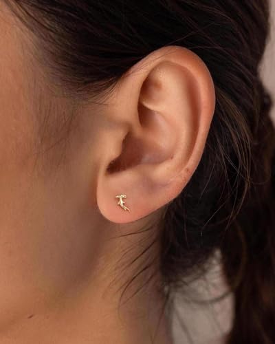 BSGRL Flat Back Earrings - 14K Gold Plated Tiny Hammerhead Sharks Flat Back Sphyrnidae Flatback Stud Earrings for Women Helix Jewelry
