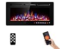 SUNNY FLAME 42" Electric Fireplace with Wi-Fi/Remote Control Wall Mounted and Recessed, Low Noise Fireplace with Timer, Touch Screen, Adjustable Flame Color and Speed, 750W/1500W, Log Set & Crystal