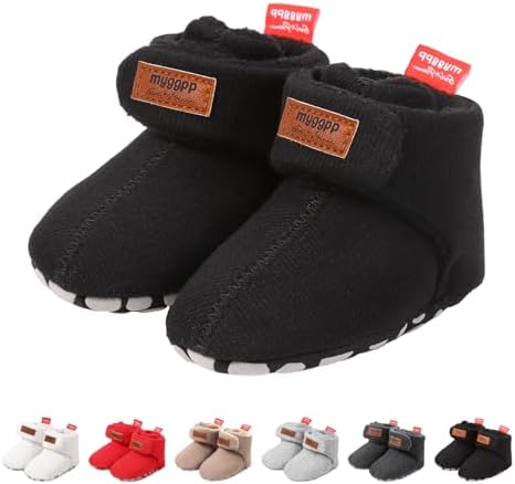Tolaler Unisex-Baby Neugeborenes Fleece Booties, Verdicktes Futter Warme Baby Winterschuhe Verstellbare Rutschfeste mit Weicher Sohle Baby Booties/Alltagskleidung (0-18 Monate)