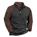 LAZIRO OtoñO Y El Invierno De Los Hombres Jersey De Empalme De ColisióN 1/4 Zip Sudadera Casual Chaqueta Suelta