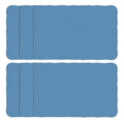 Quilted Placemats Set of 6, Rectangular Placema...