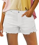 CHICZONE Shorts for Women Women's Denim Shorts Summer Jean Mid Waist Raw Cut Hem Stretchy Jean Shorts