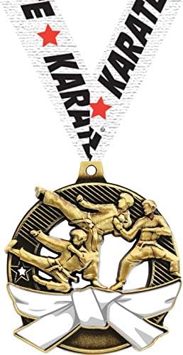 Karate White Belt Medals - 2.25" Gold Karate Medal Awards