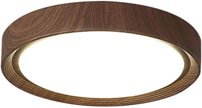Dimmable LED Flush Mount Ceiling Light, Wood Grain Close to Ceiling Lighting Fixtures, Modern Minimalist Round Ceiling Lamp with Remote Control for Kitchen Hallway Bedroom Laundry Room Living
