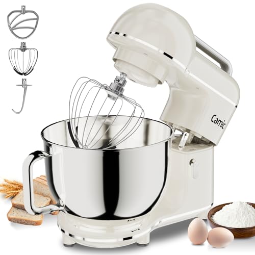 Camic Electric Stand Mixer,7.45 QT,10 Speeds with Dough Hook,Whisk, Flat Beater Attachments, Splash Guard, Easy-Carry Top Handle,3-IN-1 Kitchen Mixer for Baking Cakes Cookie Bread Salad (White) by Camic - Used condition - US$109.99