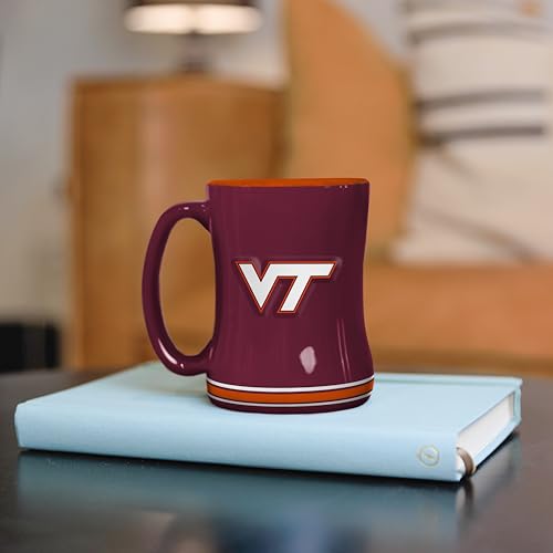 Image of Logo Brands NCAA Virginia Tech Hokies 14 oz Relief Coffee Mug - Officially Licensed Mug, Sculpted 3D Logo and Team Colors - Comfortable Handle and Glossy Finish for College Sports Fans