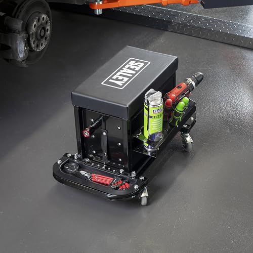 Sealey SCR18B siège utilitaire noir robuste avec compartiment outillage pro
