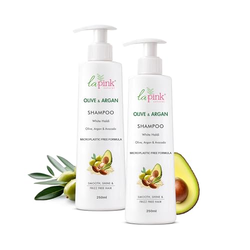 La Pink Olive Argan Shampoo with Avocado 250ml each for Dry & Frizzy Hair | Smoothening Shampoo Nourishes Dry Hair, Controls Frizz, Makes Hair Smooth & Manageable (Pack of 2)
