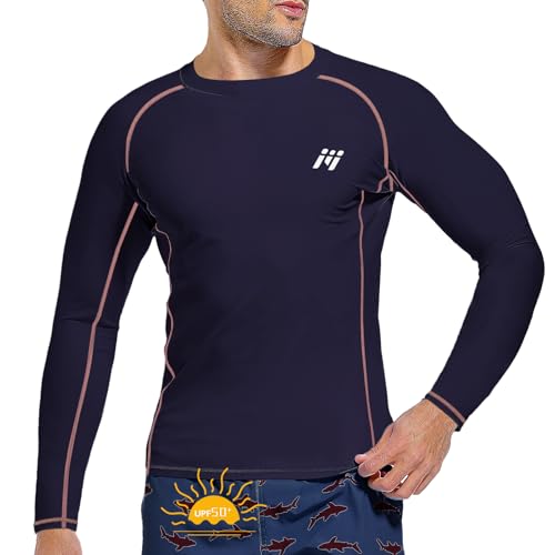 MEETWEE Maglietta da Uomo Rash Guard Rash Vest da Uomo a Maniche Lunghe,Protezione UV UPF 50+,ad Asciugatura Rapida,per Nuoto,Surf,Sport Acquatici