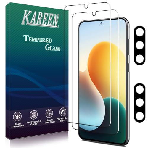 Image of KAREEN 2+2 Pack Screen Protector for Samsung Galaxy S25 Plus Tempered Glass Film with Camera Lens Protector, Fingerprint Unlock Support, Anti Scratch, Bubble Free, Case Friendly