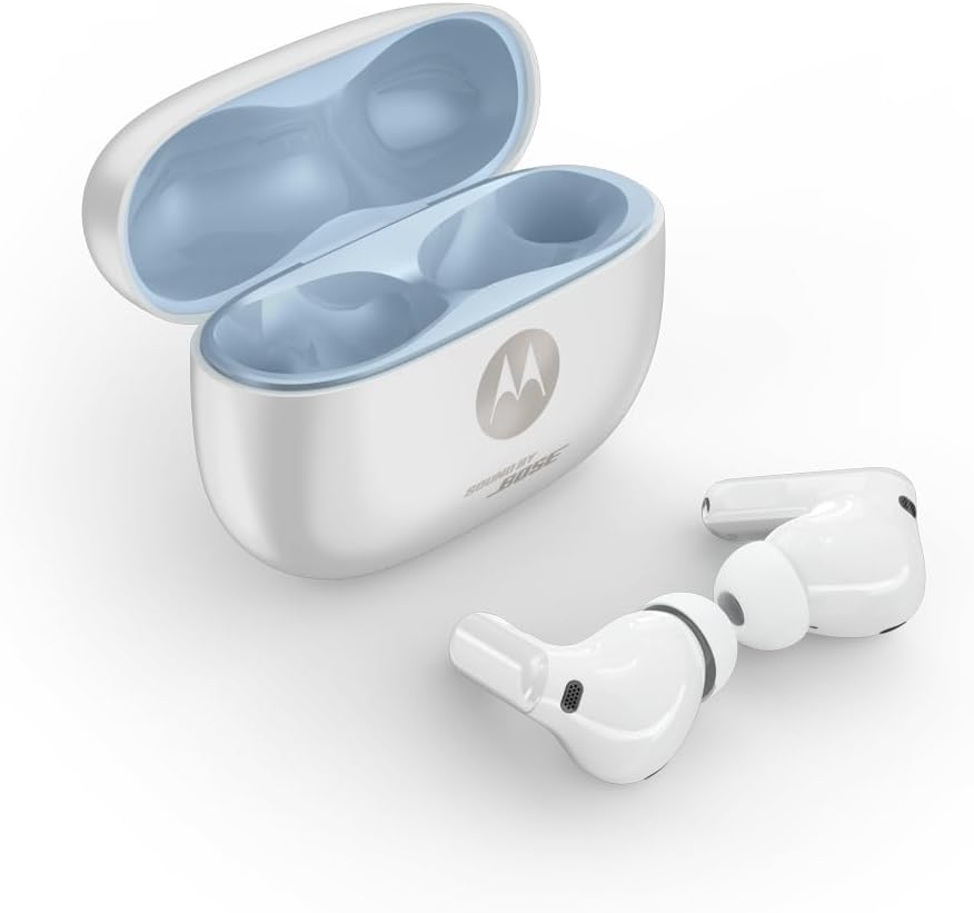 Motorola Moto Buds 2 Plus with Sound by Bose, Dynamic ANC, Advanced 6-mic System, Bluetooth 6.0, (Pantone Bright White)