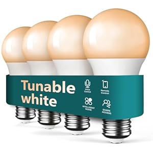 TREATLIFE Smart Light Bulbs 4Pack, 2500K-6500K Tunable White Dimmable LED Light Bulb Compatible with Alexa and Google Home, 2.4GHz WiFi Smart Bulb, 800LM, E26 A19 9W, No Hub Required