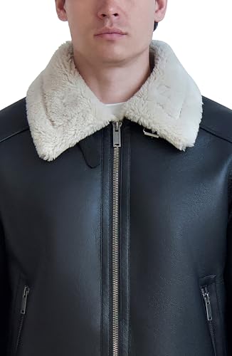 Image of KARL LAGERFELD Men's Karl Lagerfeld Paris Men's Faux Shearling Trim Aviator Jacket