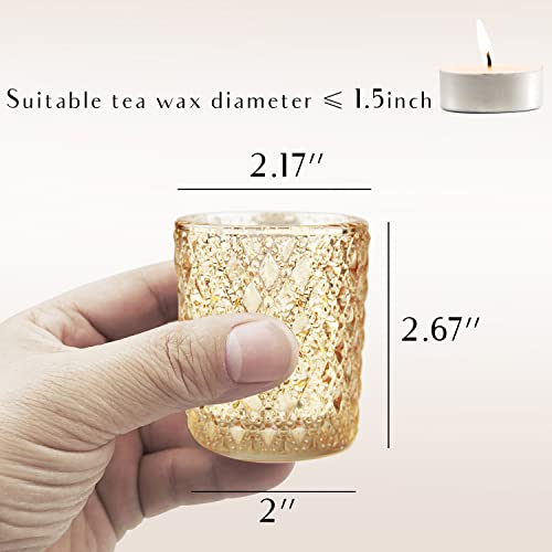 Shmilmh Gold Votive Candle Holders Set Of 24, Tea Lights Candle Holder Bulk, Mercury Glass Votives For Wedding Table Centerpiece Birthday Party Valentines Daydecor #TOP4