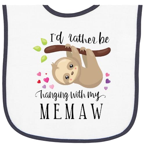inktastic Sloth I'd Rather Be Hanging with Memaw Baby Terry Cloth Bib