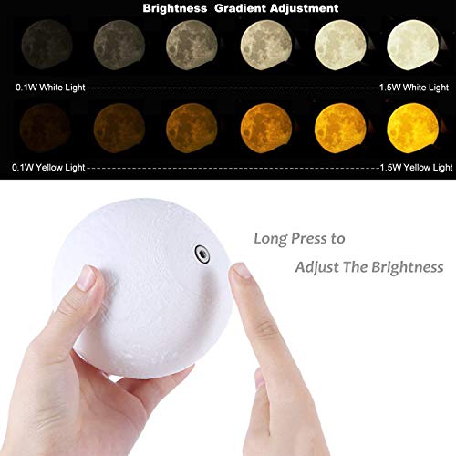 Image of Unique Birthday Gifts Moon Lamp - 7 inch 2 Colors LED 3D Print Moon Light with Stand & Remote&Touch Control and USB Rechargeable, Moon Light Lamps for Kids,Lover,mom,Daughter,Friends, Relatives。