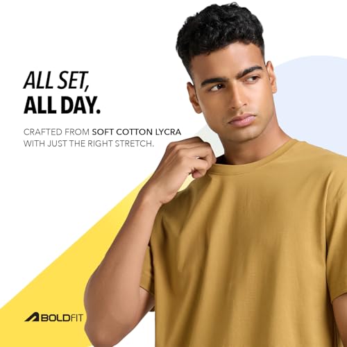 Image of Boldfit Oversized Tshirt for Man, Cotton T-Shirt - Breathable, Soft & Stylish Loose Fit for All-Day Comfort