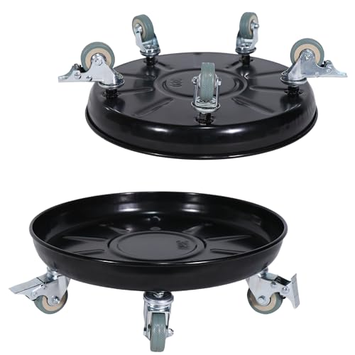 Fairiland 14" 2-Pack Metal Plant Caddy with Wheels, Heavy Duty Caddiq Series Rolling Plant Stand with Rubber Coated Casters & Pedal Brakes, Reinforced M10 Welding, Indoor Outdoor Pot Dolly
