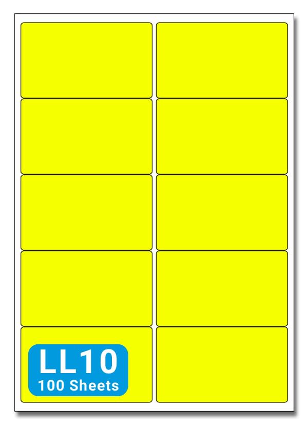 Yellow A4 Labels - 99mm x 57mm 10 to View - LL10-100 Sheets per Box (1000 Self Adhesive Permanent Labels) - Part Number Customark-LL10-Y