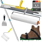 VKE Epoxy Spiked Roller Self Levelling,Self Levelling Tools,Extension Pole 162cm,Stainless Steel Scraper, Floor Construction Tool Spiked Roller,Spiked Shoes,Markless Sawtooth Self-Leveling Rake