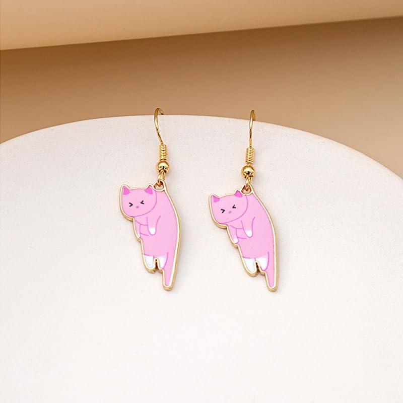 ONLYJUMP 6Pairs Dangling Cat Earrings For Women Kawaii Aesthetic Funny Cartoon Kitten Dangle Earrings French Hook Animals Lover Birthday Gifts - Image 4