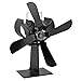 Produktbild Cozywind Stromloser Ventilator für Kamin Holzöfen Öfen mit 4 Rotorblätter,Kein Lärm und Schwarz