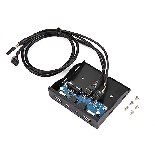 Connectors 3.5'' 2-USB 2.0 Port HUB HD Audio Output Floppy Drive Expansion Front Panel Digital Mobile Rack Expanding for Your PC - (US, Cable Length: 10x9.3x2.5cm)