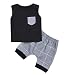 Infant Baby Boys Summer Casual Clothes Set Plaid Pocket Vest Tops +Shorts (Black, 18-24 Months)