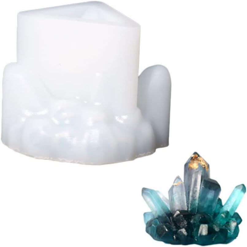 11PCS Crystal Cluster Molds, Quartz Rock Resin Mould Epoxy Resin Casting Mold for Candles,Gems,Tray Decoration Home Decoration (11pcs)