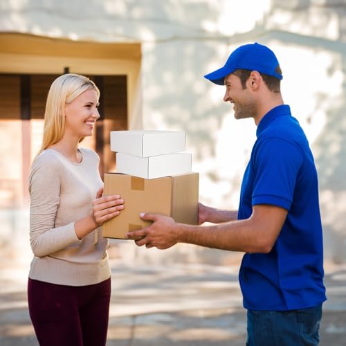 Image of RLAVBL 13x10x4 Shipping Boxes Set of 15, White Corrugated Cardboard Mailer Box for Packing, Mailing, Business