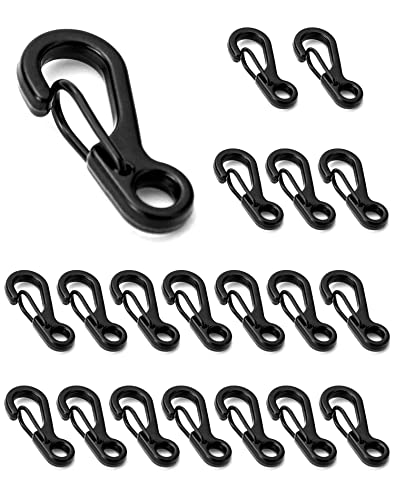 {Mosquetones Pequeños Plástico Mosqueton QWORK 25mm Mosquetónes Pequeños para Viajar Camping Senderismo Llaveros y Accesorios para Mascotas (20pzs Negro)