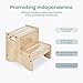 Dream On Me Little Steps Step Stool in Natural – Solid New Zealand Pinewood Kids Step Stool with Safety Rails & Anti-Slip Base, Multipurpose for Kitchen, Bathroom & More, Baby-Safe Non-Toxic Finish